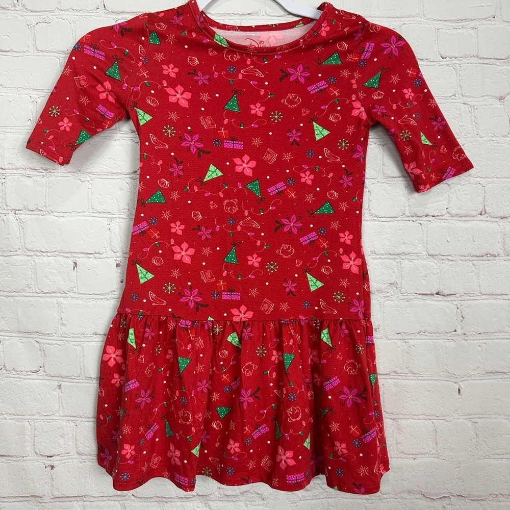 Disney Soft Play Dress Girls red  Holiday Christmas Fairy Princess sz S 6 6X GUC